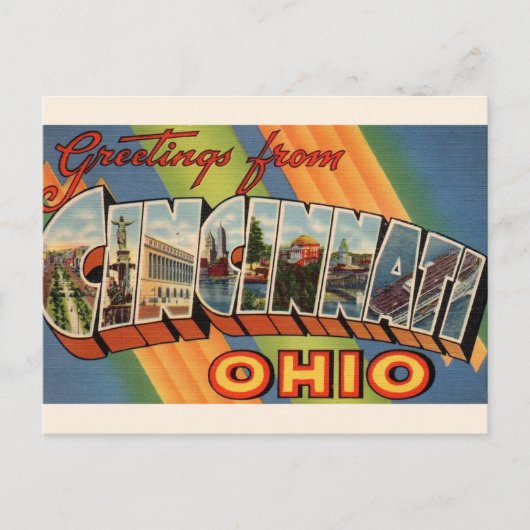 Vintag Cincinnati Greeting Postkarte (Vorderseite)