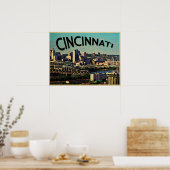 Vintag Cincinnati Skyline Poster (Küche)
