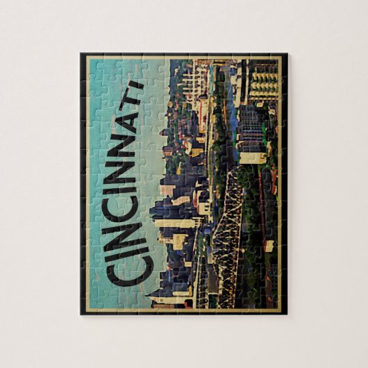 Vintag Cincinnati Skyline Puzzle (Vertikal)