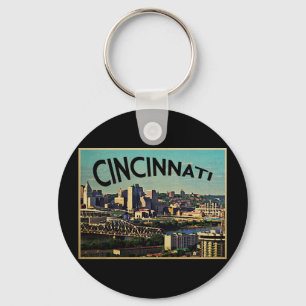 Vintag Cincinnati Skyline Schlüsselanhänger