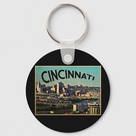 Vintag Cincinnati Skyline Schlüsselanhänger (Vorderseite)