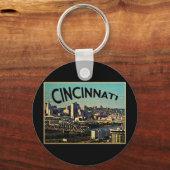 Vintag Cincinnati Skyline Schlüsselanhänger (Vorderseite)
