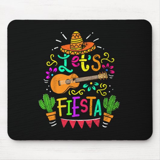 Vintag Cinco De Mayo Cactus Sombrero Guitar Mousepad (Vorne)