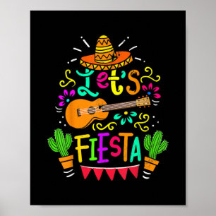 Vintag Cinco De Mayo Cactus Sombrero Guitar Poster