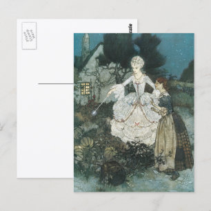 Vintag Cinderella Fairy Godmutter von Edmund Dulac Postkarte