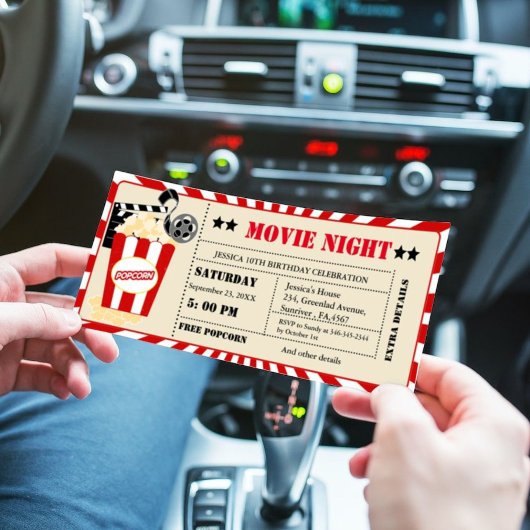 Vintag Cinema Movie Ticket Geburtstagsparty Einladung