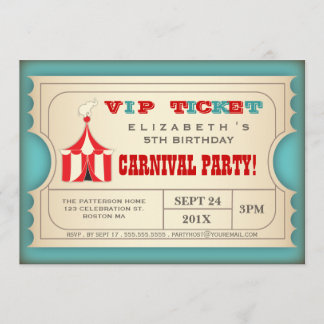 Vintag Circus Carnival Geburtstagsfeiertag Ticket Einladung