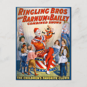 Vintag Circus Clown Show Postkarte