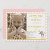 Vintag Circus Elephant - 3. Geburtstag Einladung (Vorne/Hinten)