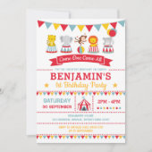 Vintag Circus Geburtstagskarneval Kleintiere Einladung (Vorderseite)