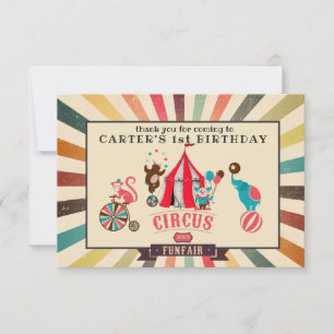 Vintag Circus Personalisiert Geburtstag Vielen Dan Dankeskarte