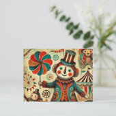 Vintag Circus Pinwheel Clown Collage Postkarte (Stehend Vorderseite)