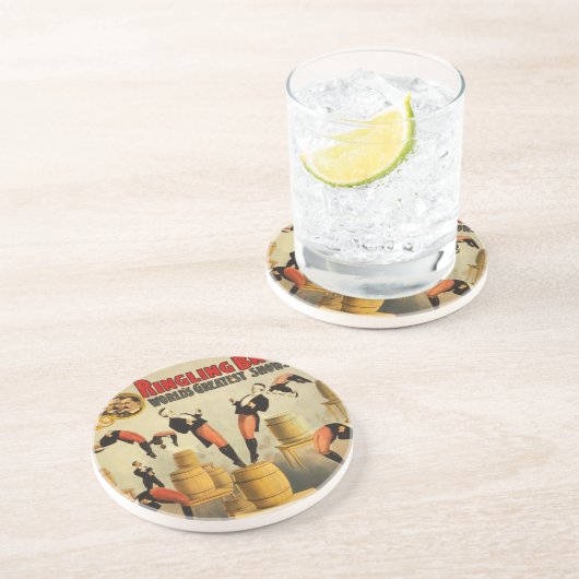 Vintag Circus Sideshow Poster Getränkeuntersetzer (Seite)