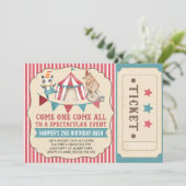 Vintag Circus Ticket Geburtstagsparty Einladung (Stehend Vorderseite)