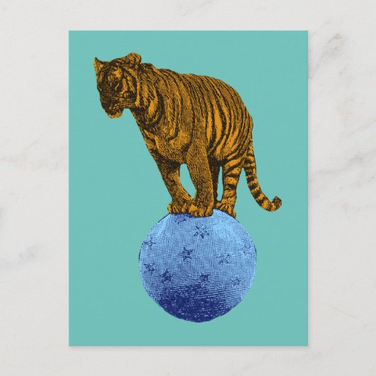 Vintag Circus Tiger Postkarte (Vorderseite)