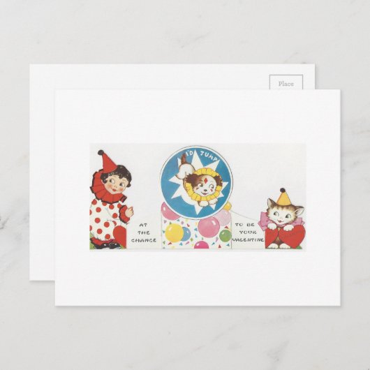 Vintag Circus Valentine Feiertagspostkarte (Vorne/Hinten)