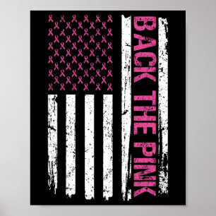 Vintag Ck The Pink American Flag Breast Cancer Aw Poster