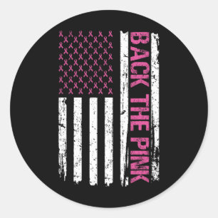 Vintag Ck The Pink American Flag Breast Cancer Aw Runder Aufkleber