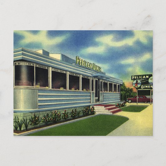 Vintag Classic 50er Retro Restaurant Pelican Diner Postkarte (Vorderseite)
