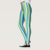 Vintag Classic Blue & Orange Regenbogenstreifen Leggings (Links)