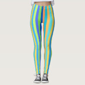 Vintag Classic Blue & Orange Regenbogenstreifen Leggings (Vorderseite)