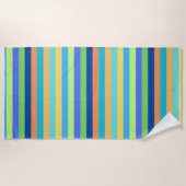 Vintag Classic Blue & Orange Regenbogenstreifen Strandtuch (Vorderseite)