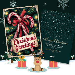 Vintag Classic Candy Cane Weihnachtsgrüße Feiertagskarte