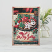 Vintag Classic Candy Cane Weihnachtsgrüße Feiertagskarte (Stehend Vorderseite)