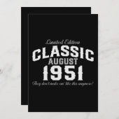 Vintag Classic Car 1951 70. Geburtstag Einladung (Vorne/Hinten)