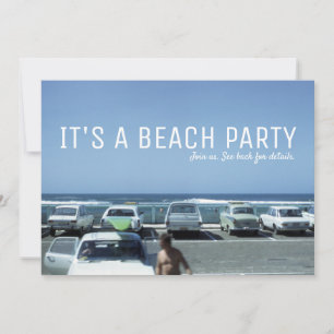 Vintag Classic Cars Blue Ocean Beach Party Einladung