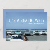 Vintag Classic Cars Blue Ocean Beach Party Einladung (Vorne/Hinten)