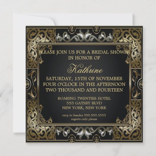 Vintag Classic Gatsby Style Brautparty Einladung (Rückseite)