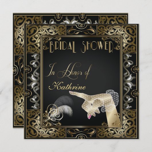 Vintag Classic Gatsby Style Brautparty Einladung (Vorne/Hinten)