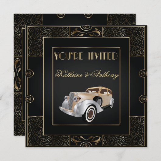 Vintag Classic Gatsby Style Hochzeitsempfang Einladung (Vorne/Hinten)