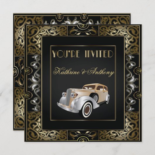 Vintag Classic Gatsby Style Hochzeitsempfang Einladung (Vorne/Hinten)