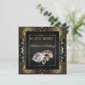 Vintag Classic Gatsby Style Hochzeitsempfang Einladung (Stehend Vorderseite)
