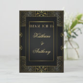 Vintag Classic Gatsby Style Hochzeitsempfang Einladung (Stehend Vorderseite)
