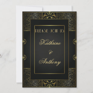 Vintag Classic Gatsby Style Hochzeitsempfang Einladung