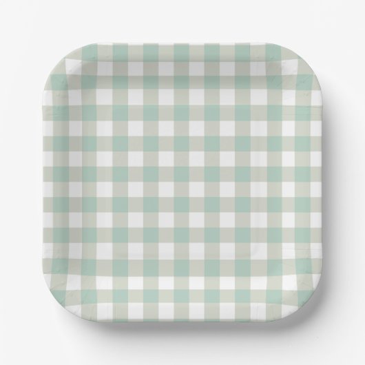 Vintag Classic Gingham Karo Grayish Blue Pappteller (Vorderseite)