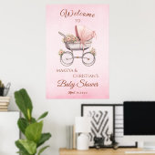 Vintag Classic Girl Pink Babydusche Willkommen Poster (Heimbüro)
