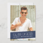 Vintag Classic | Navy Blue Foto Graduation Party Einladung (Vorderseite)