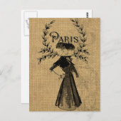 Vintag Classic Paris Lady Postkarte (Vorne/Hinten)
