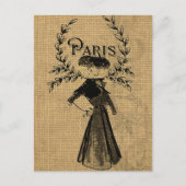 Vintag Classic Paris Lady Postkarte (Vorderseite)