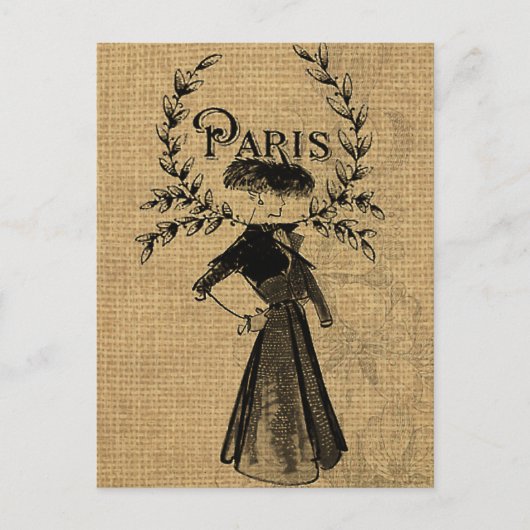 Vintag Classic Paris Lady Postkarte (Vorderseite)