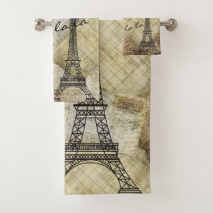 Vintag Classic Paris Style - Rote Rose Badhandtuch Set