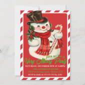 Vintag Classic Snowman Custom Weihnachtsfest Party Einladung (Vorderseite)