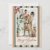 Vintag Classic Stripes Bow Frohe Weihnachten Foto (Vorderseite)