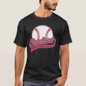 Vintag Cleveland Cityscape Baseball T-Shirt (Vorderseite)