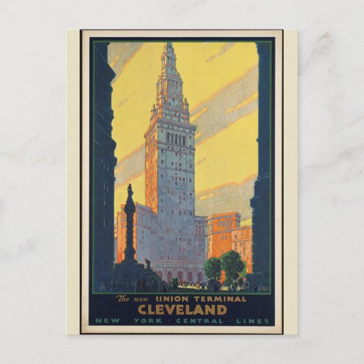 Vintag Cleveland Ohio Reiseposter Postkarte (Vorderseite)