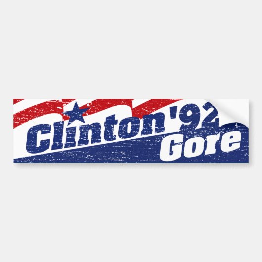 Vintag Clinton Gore 92 Clinton 1992 Autoaufkleber (Vorne)